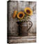 «Rustic Sunflower Pitcher», reproduction d'art sur toile encadrée, impression de giclée sur toile-1695042504-1695042550