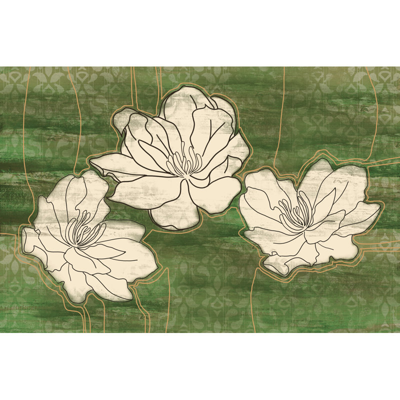 Flower Green - Wrapped Canvas Print, 51cm H x 76cm W x 3.8cm D