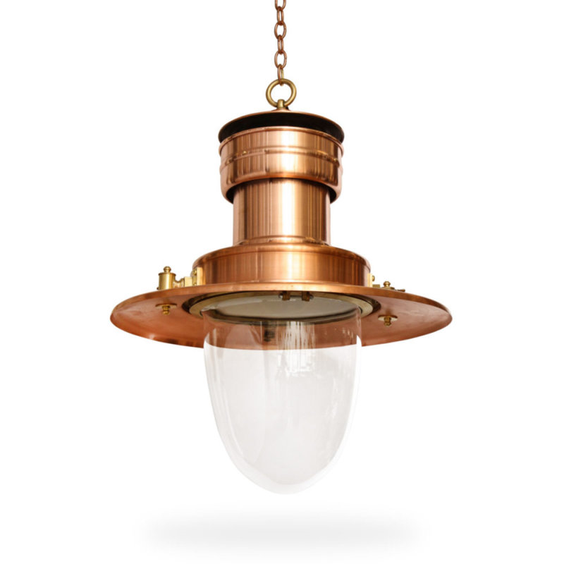 Lustre suspendu en laiton, Transparent, H 35 po x l 31 po x P 31 po, Bronze frotté à l'huile