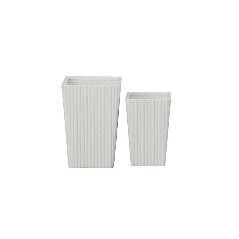 Vase en céramique carré blanc mat