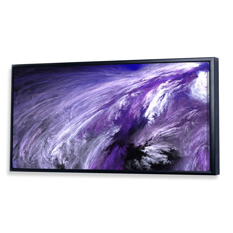 Galaxie mauve, tempête hivernale - Impression sur toile, Cadre noir, H 30 po x l 40 po x P 1,5 po