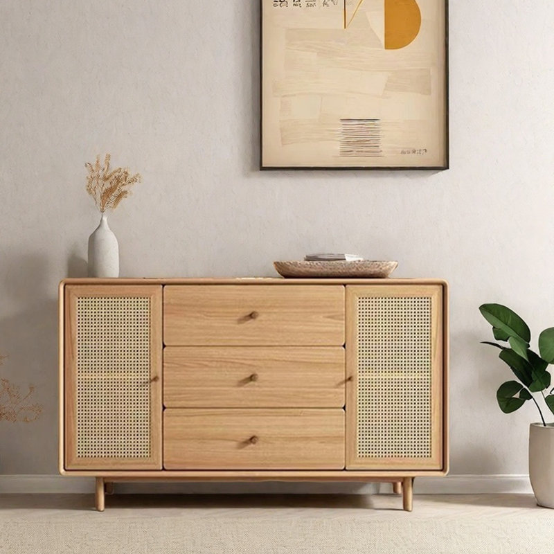 Armoire d'entrée moderne en pin massif minimaliste, H 35,4 po x l 47,2 po x P 13,8 po