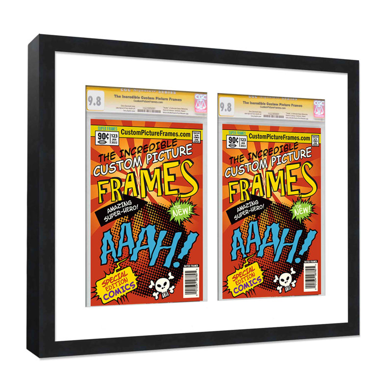 Wood Picture Frame with Mat, Black/White