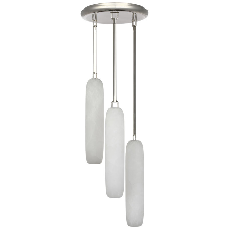 Kelly Wearstler Formosa 3-Light Pendant with Alabaster, Polished Nickel
