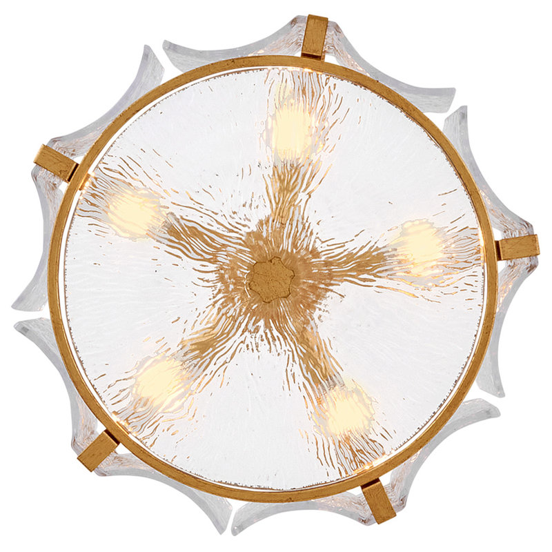 Distressed Brass and Clear Glass Drum LED Semi Flush Mount
