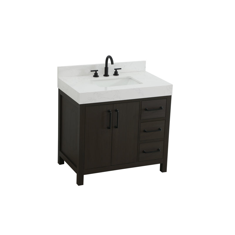 Meuble-lavabo simple 36 po 36 VF60636-BS, Brun moka