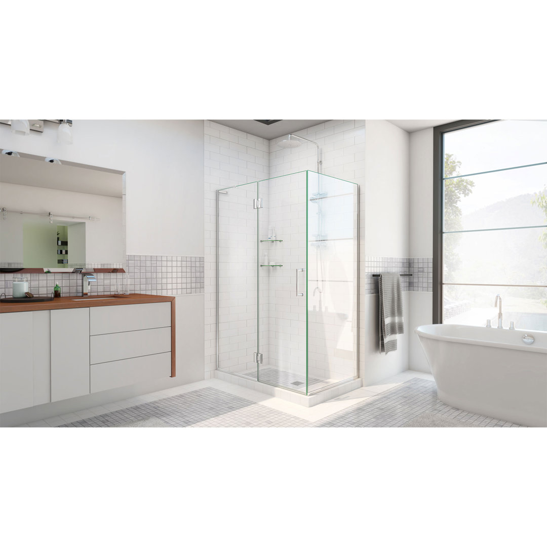 Unidoor-X 36 3/8 in. W x 30 in. D x 72 in. H Frameless Hinged Shower Enclosure DreamLine