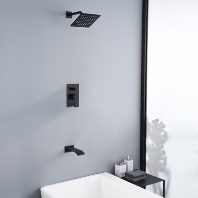 Sumerain Raindall Tub and Shower Faucet with Waterfall Spout, Wall Shower Faucet with Pressure Balance Valve