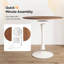 Table de salle à manger ronde tulipe blanche avec pied central en noyer, 4 couverts, plateau en MDF de 100 cm (39,4 pouces) pour cuisines résidentielles