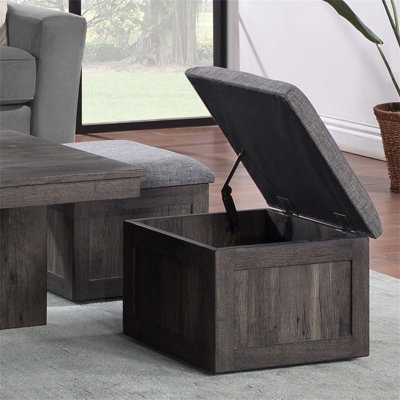 Table basse en bois rustique de 38 pouces avec tabourets de rangement Moseberg, parfaite pour le salon et le divertissement