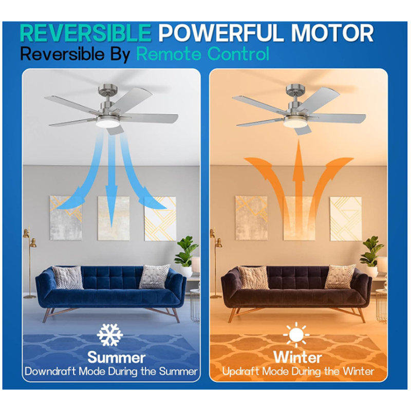 Ventilateur de plafond en bois massif de 52 pouces avec lumières et télécommande, ...