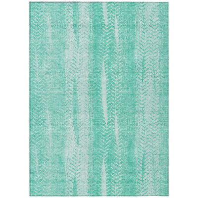 Tapis lavable intérieur / extérieur bleu sarcelle et ivoire 9 'X 12' Aqua