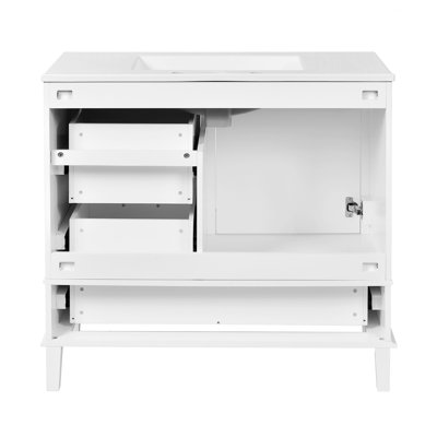 Meuble-lavabo de salle de bain avec 3 tiroirs et porte à fermeture douce, rangement de salle de bain pour la maison