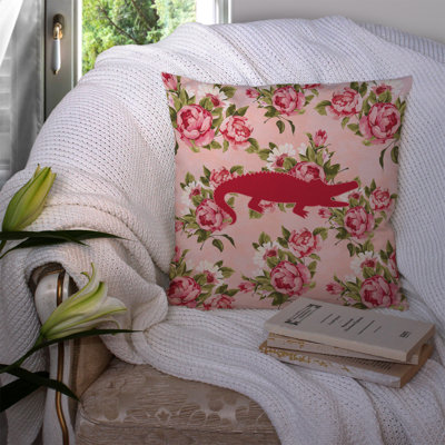  Coussin décoratif alligator roses roses 14 po Alligator Shabby Elegance