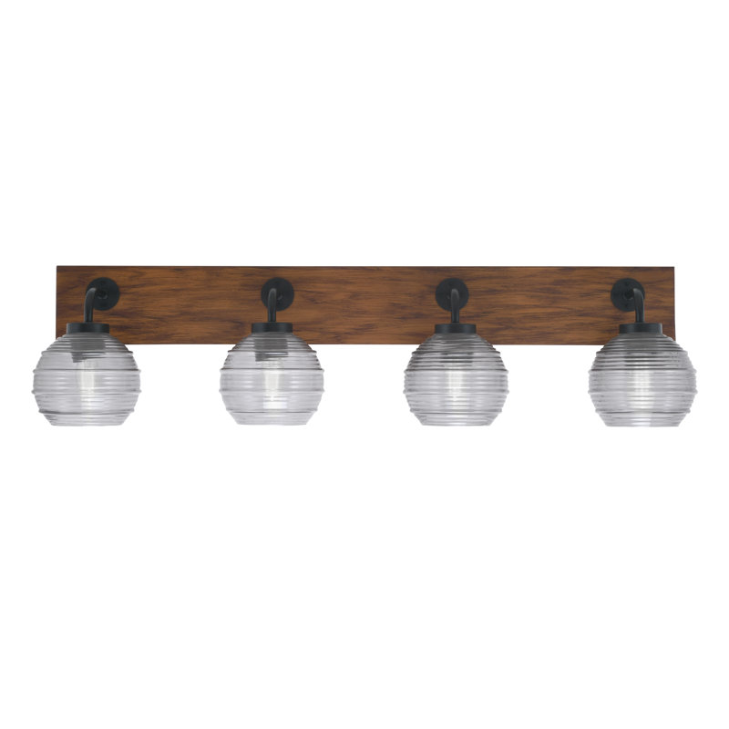 Barre d'éclairage de salle de bain 4 lumières Oxbridge, Tourbillon onyx, Noir mat/brun