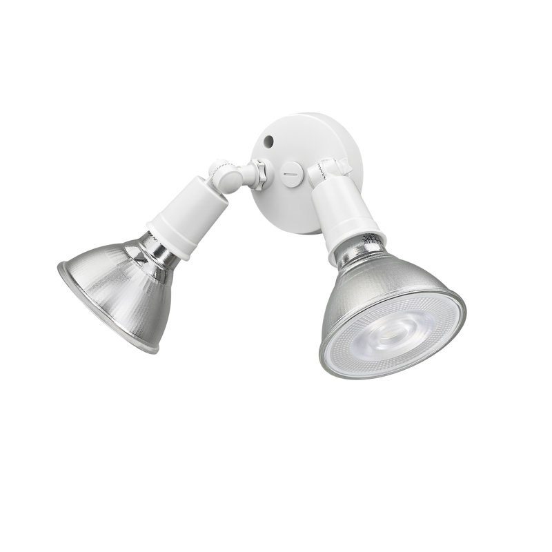 Projecteur extérieur de sécurité câblé à 2 têtes, Blanc mat