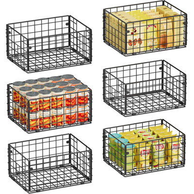  Organisateurs d'armoires pliables en métal avec panier-garde-manger avec poignées-6 pièces-12 po x 9 po x 6 po, bacs de rangement pour congélateur de cuisine