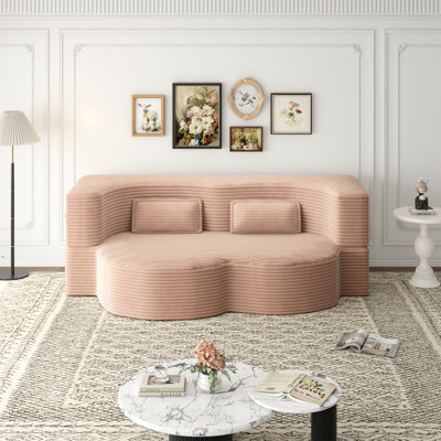 Canapé-lit moderne avec 2 coussins, canapé-lit convertible en velours côtelé rembourré de mousse, matelas pliant de 15 po pour le salon, lit d'invité, aucun assemblage requis