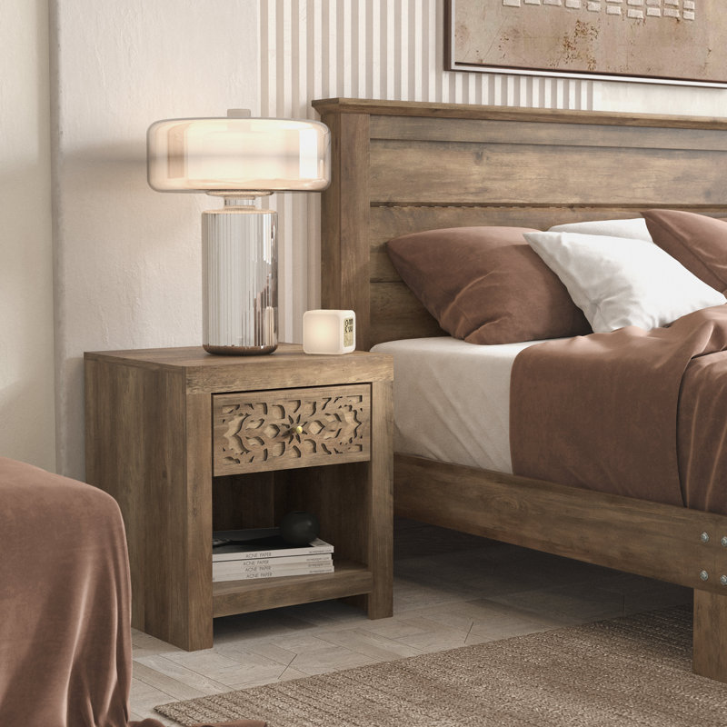 Table de chevet 1 tiroir Lukasik, Chêne noueux