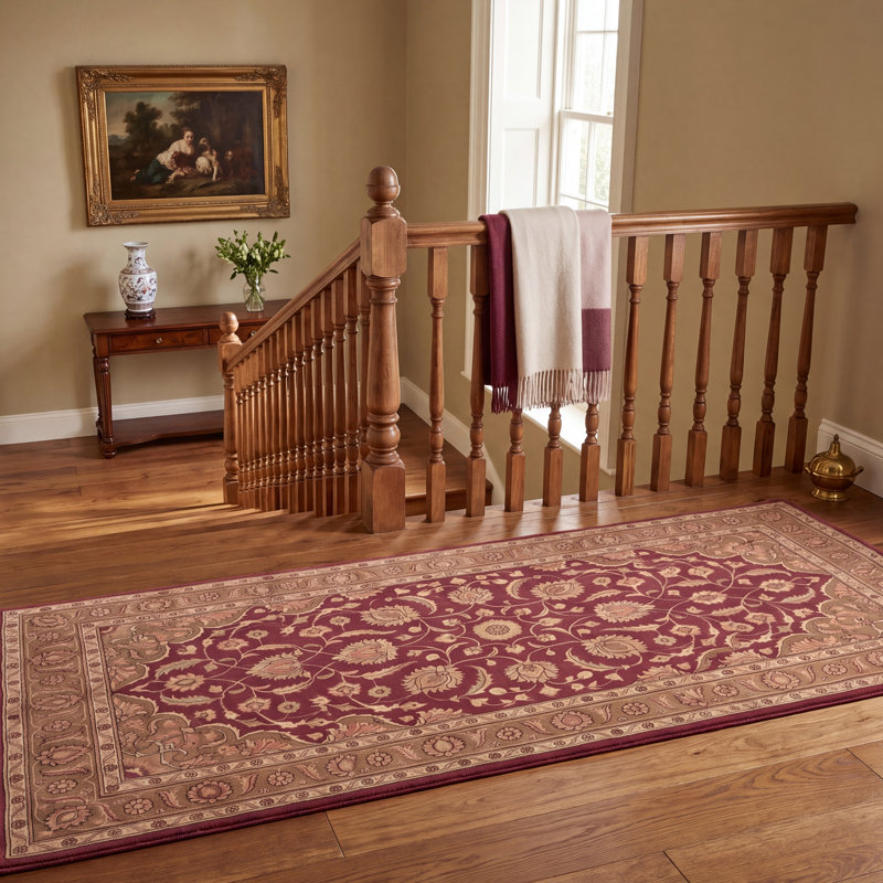 Tapis de salon traditionnel persan audacieux, de couleur bordeaux, cuivre, vert, crème et rose, lavable à la machine, antidérapant, à poils courts, adapté à l'intérieur et à l'extérieur, pour salon, chambre, salle à manger, entrée, couloir, bureau.
