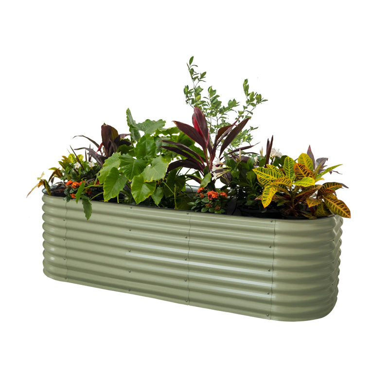 26" Tall 10 In 1 Modular Metal Outdoor Raised Garden Bed, Olive Green