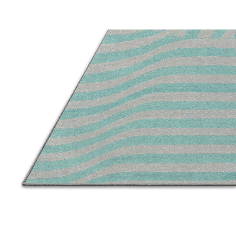 Tapis contemporain vert / gris, Rectangle 7 pi x 9 pi