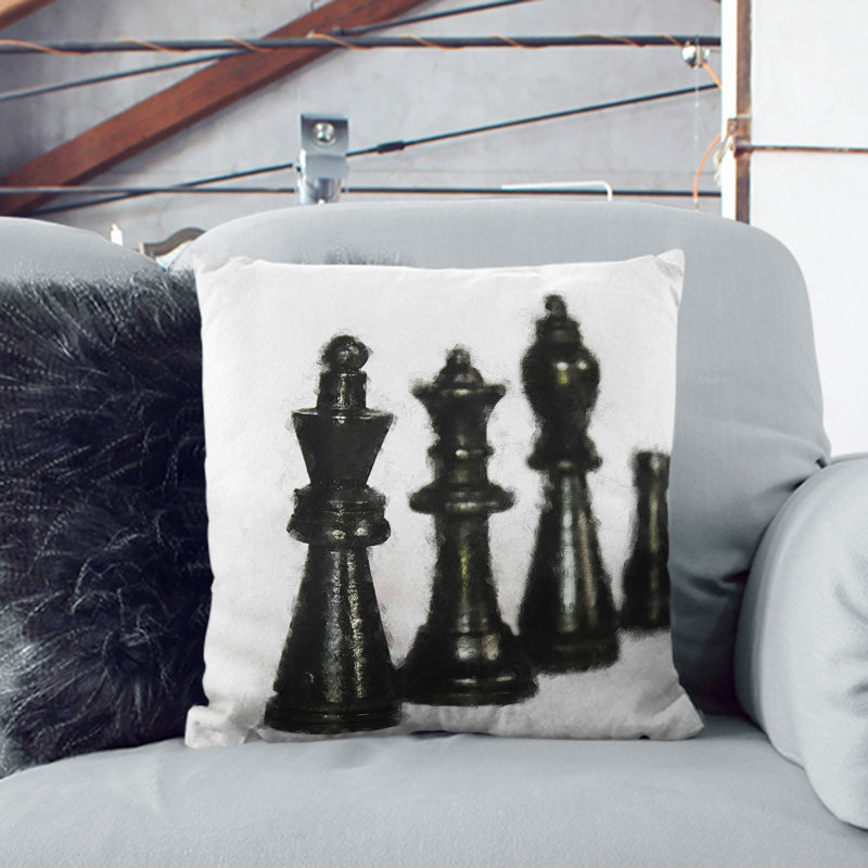 Chess Pieces Vol.1 Painting Square Throw Cushion, 55cm H x 55cm W x 20cm D, White