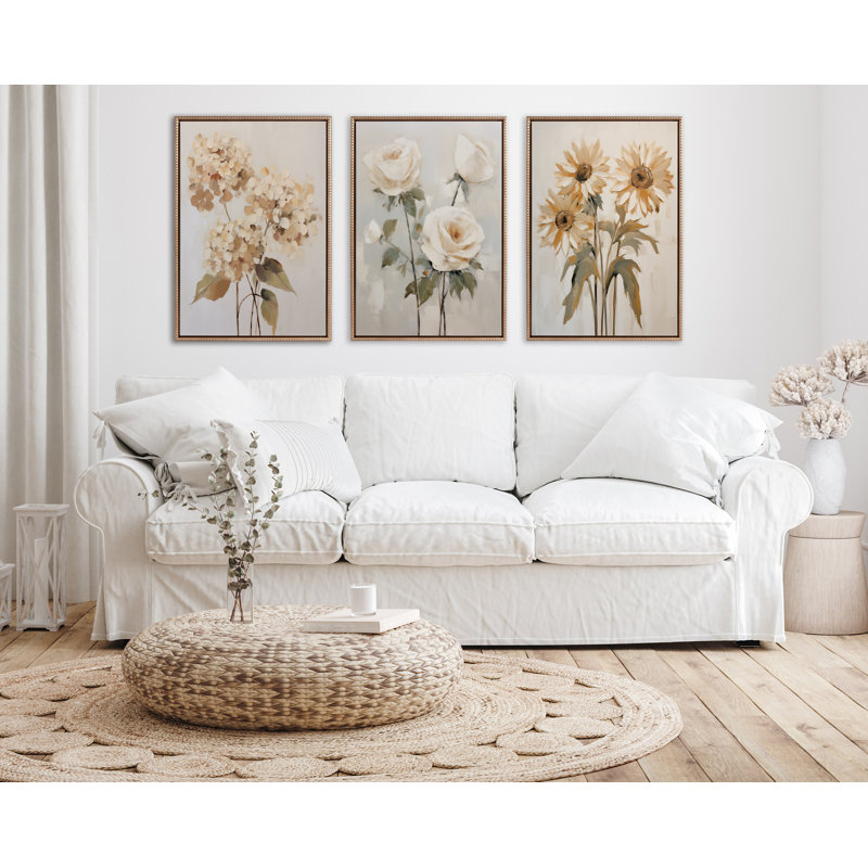«Soft Hydrangeas» par The Creative Bunch Studio, reproduction d'art sur toile encadrée, Or perlé