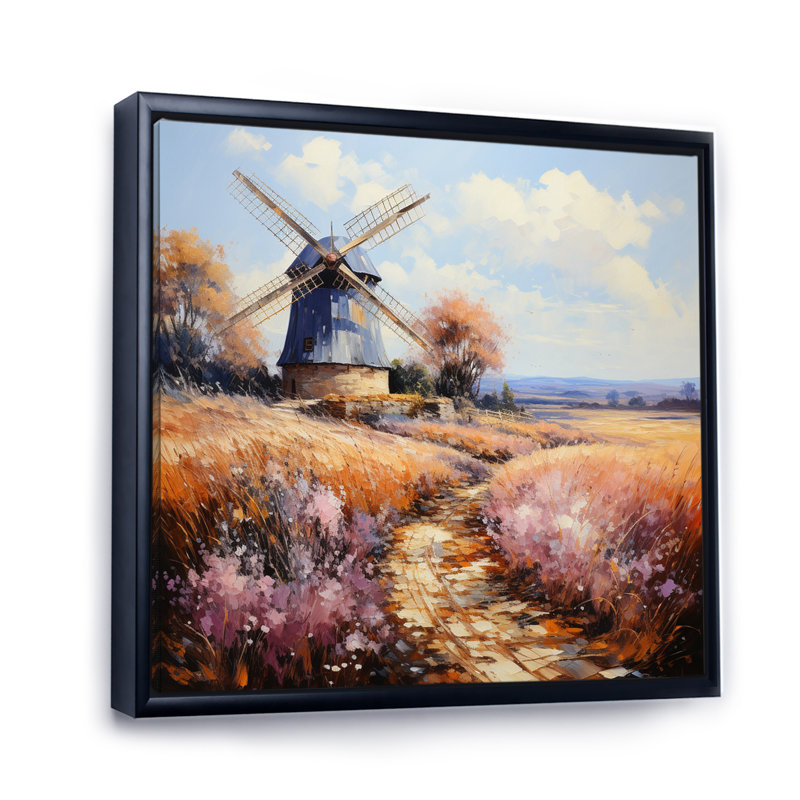 " Mill Wind Gentle Breeze II ", Black Floater Framed, 16" H x 16" W x 1" D