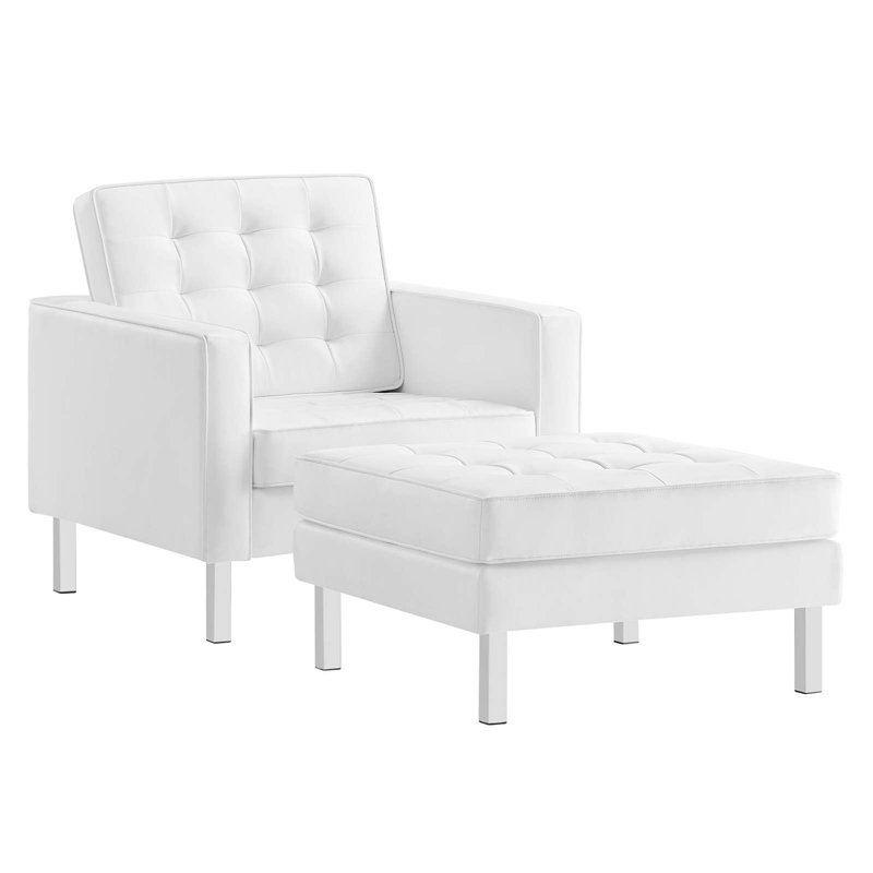 Ensemble de salon 2 pièces Loft, Cuir assorti blanc