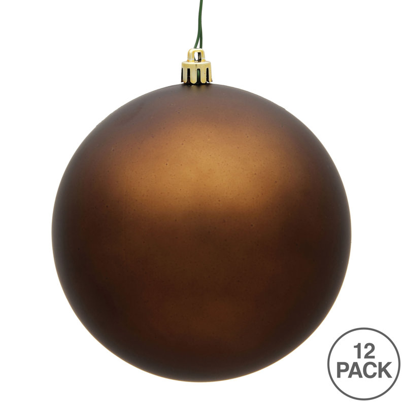 Holiday Décor Ball Ornament, 3" H x 3" W x 3" D, Mocha Matte