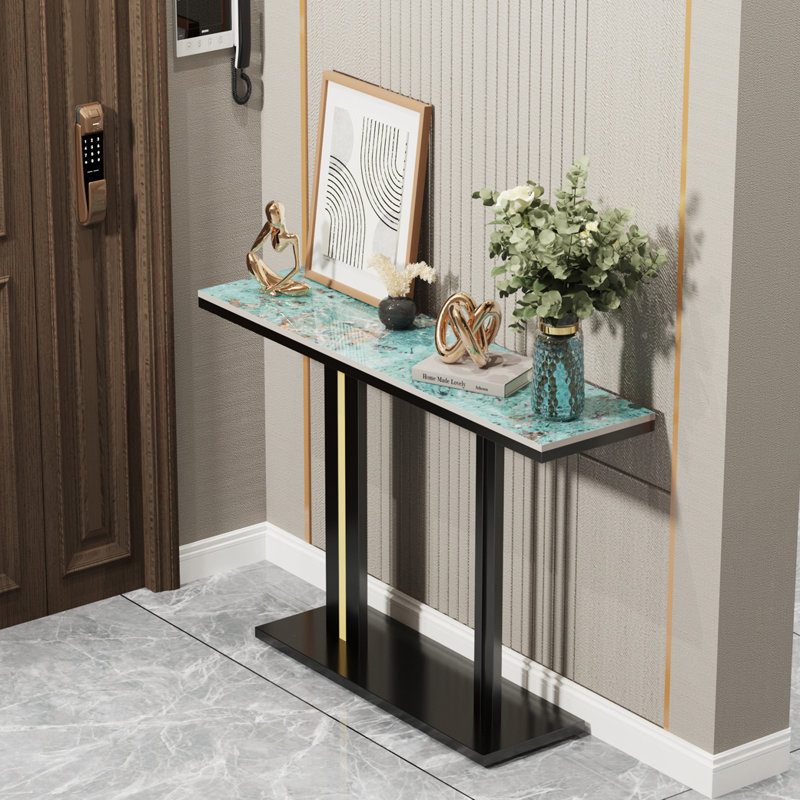 Lilesville 118cm Marble Top Console Table, Green