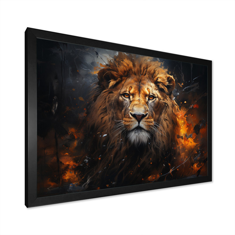 Photographie de lion avec II, H 30 po x l 40 po x P 1,5 po, Cadre simple noir