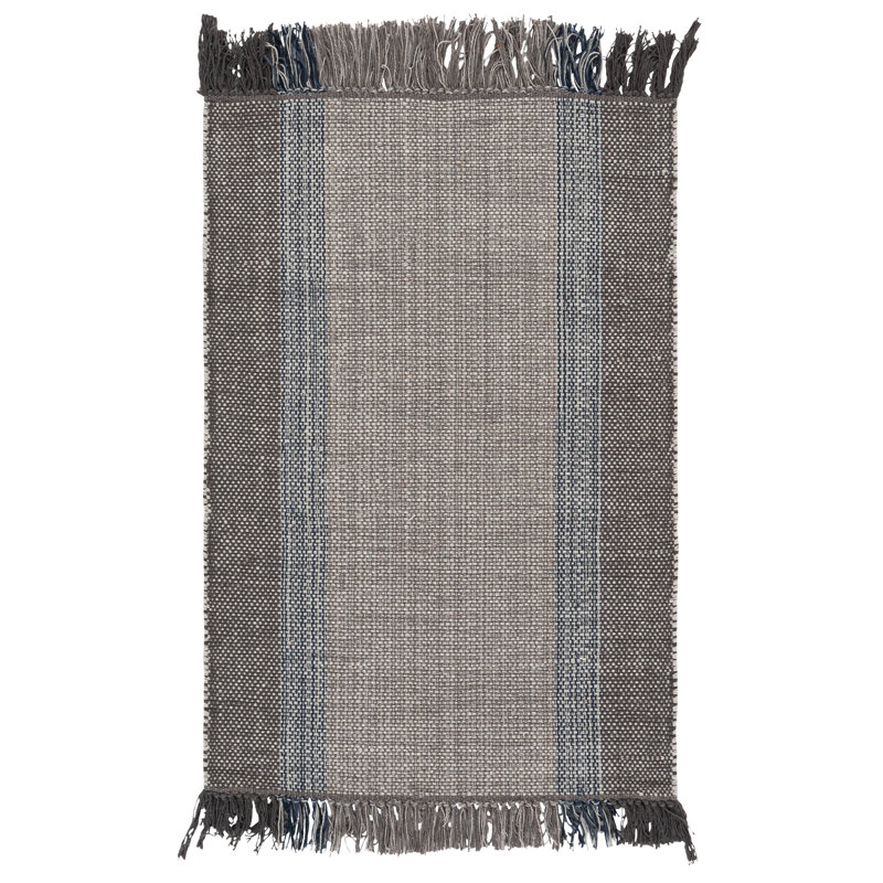 Zoltán Hand Woven Cotton Striped Rug, Rectangle 2' x 3'