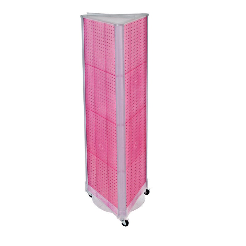 Three-Sided Pegboard Tower Floor Display on Wheeled Base. Panel Size: 16"W x 60"H