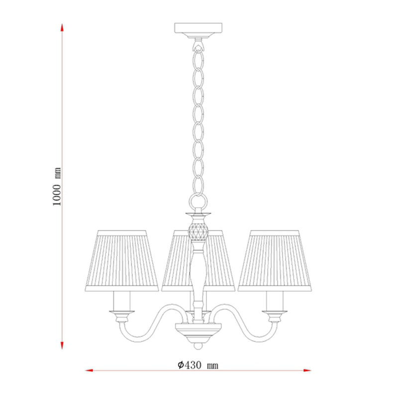 Crumpler 5 - Light Shaded Chandelier, Cream, 130cm H x 48cm W x 48cm D