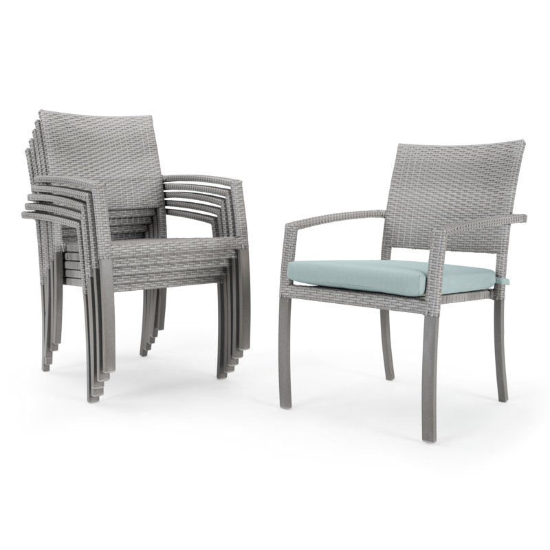 Chaise de terrasse empilable Ehrenfried avec housses de coussin Sunbrella, Tissu spa