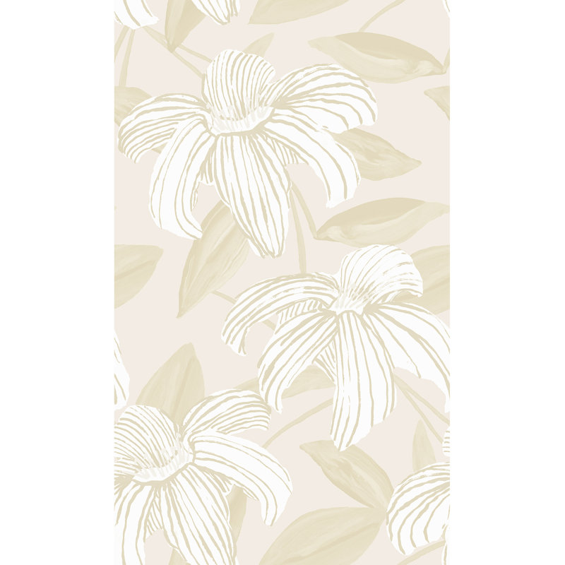 Rouleau de papier peint L 33 pi x l 20,5 po Tonal Lilies, Sable