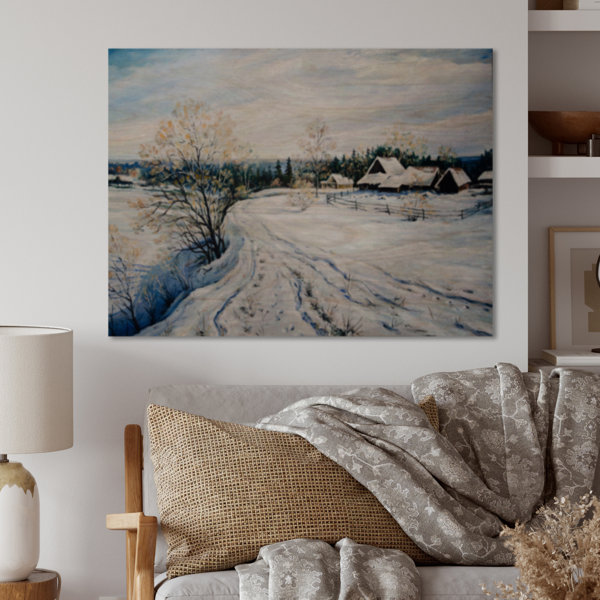 Winston Porter Country Road In Winter Times II On Wood Painting | Wayfair