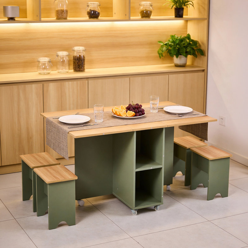 100 -Person Dining Set, Brown / Natural Wood；green, Natural Wood；green