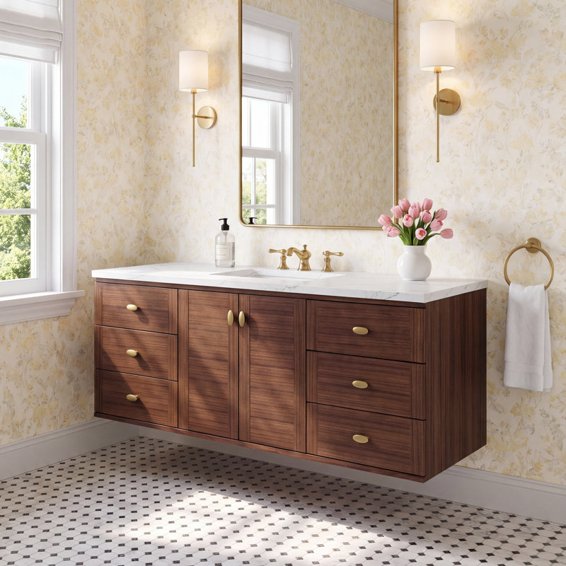 Aliza 60" Single Bathroom Vanity Set, Ethereal Noctis, 8" Widespread