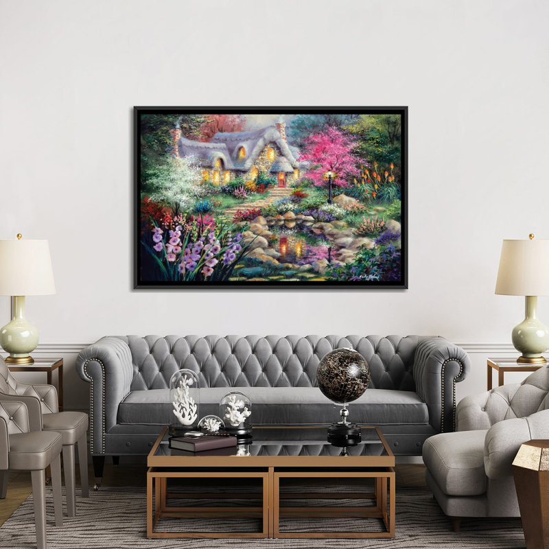 «Cottage Pond» par Nicky Boehme, impression sur toile tendue, H 40 po x l 60 po x P 1,5 po, Toile tendue, Pas de tapis