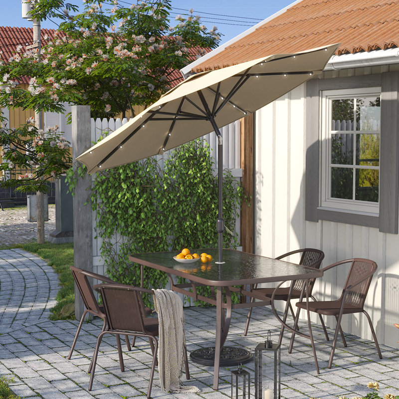 Olympia 3m Traditional Parasol with LED Light(single umbrella without base), Beige