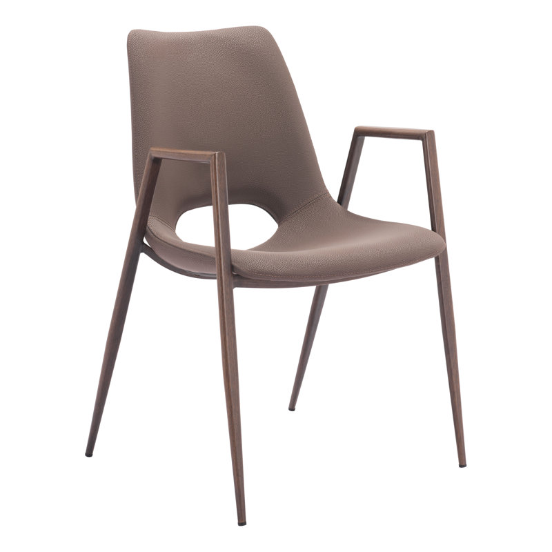 18.1'' H Faux Leather Upholstered Armchair, Brown, Brown