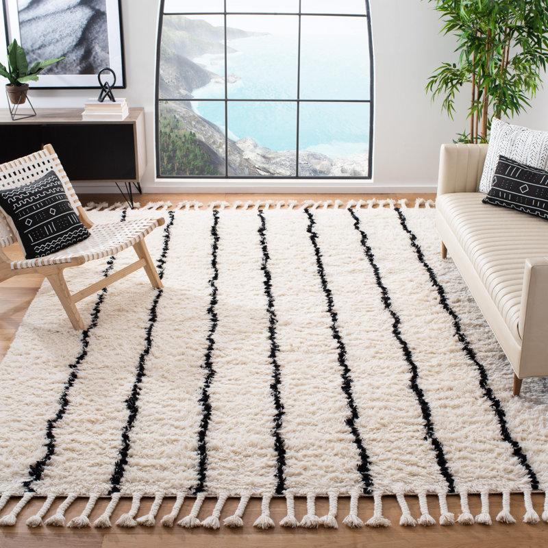 Tapis beige en laine touffeté à la main Aitkin, Rectangle 8 pi x 10 pi