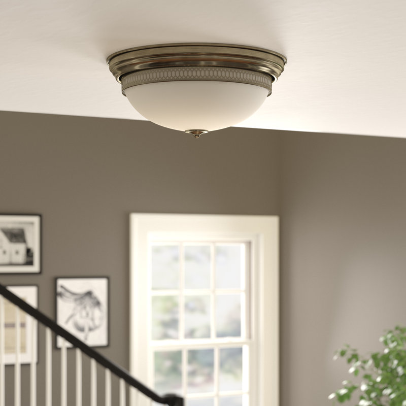 Geddes Glass Flush Mount, Antique Brass
