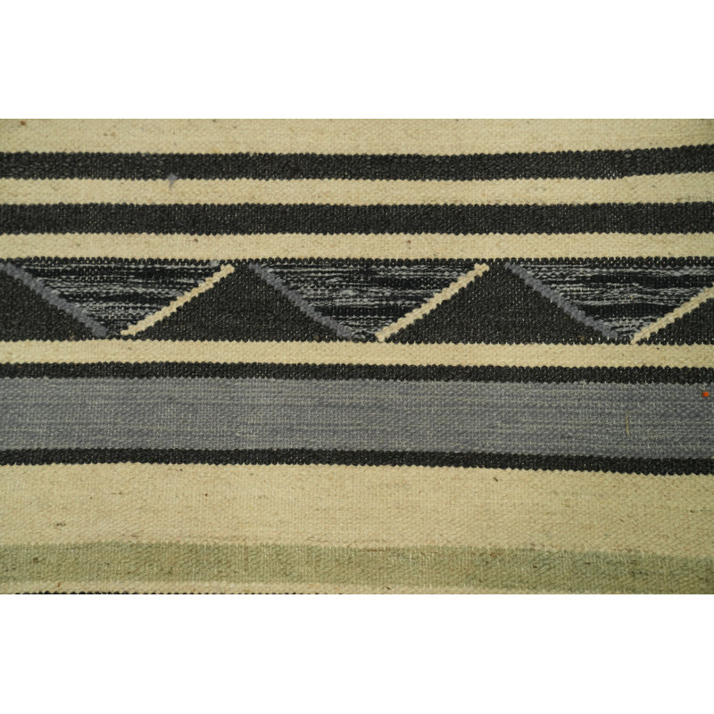 Tapis oriental rayé en laine Kilim 8 x 10