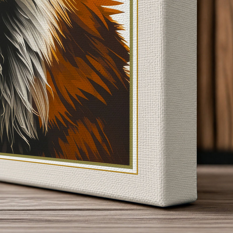 Fox Study Boho - Wrapped Canvas, 24x16 - 61.0 x 40.6 cm, Cream Border