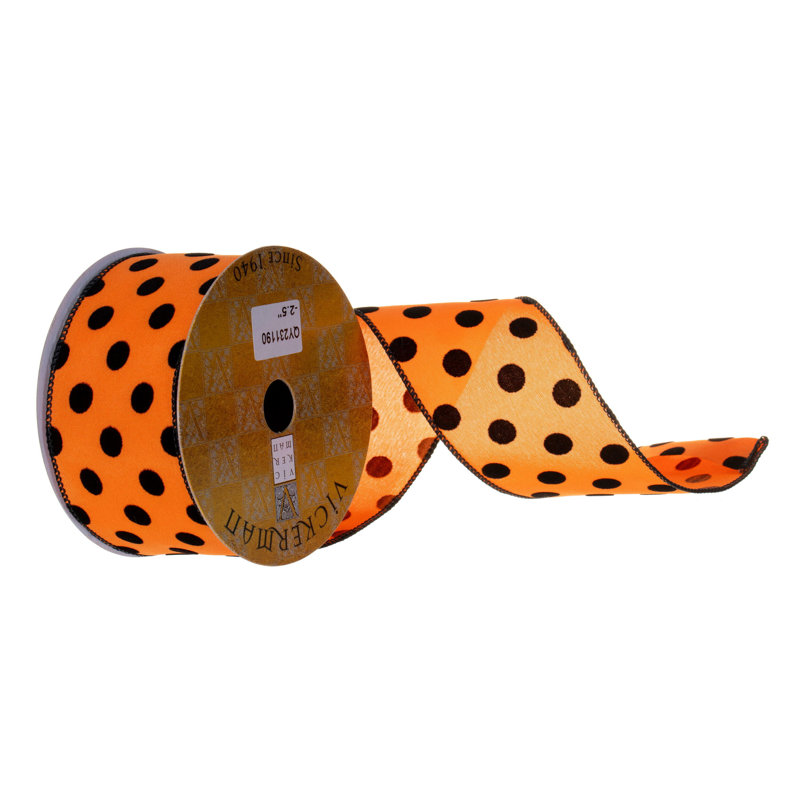 Ruban à pois 2,5 po x 10 po Vickerman, Noir / orange