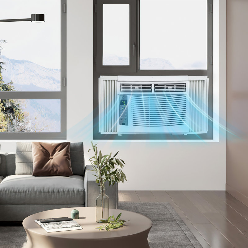 Climatiseur de fenêtre de 6 000 BTU avec télécommande et contrôle d'application, ultra-silencieux et intelligent, refroidit jusqu'à 350 pieds carrés. Pi. Installation facile